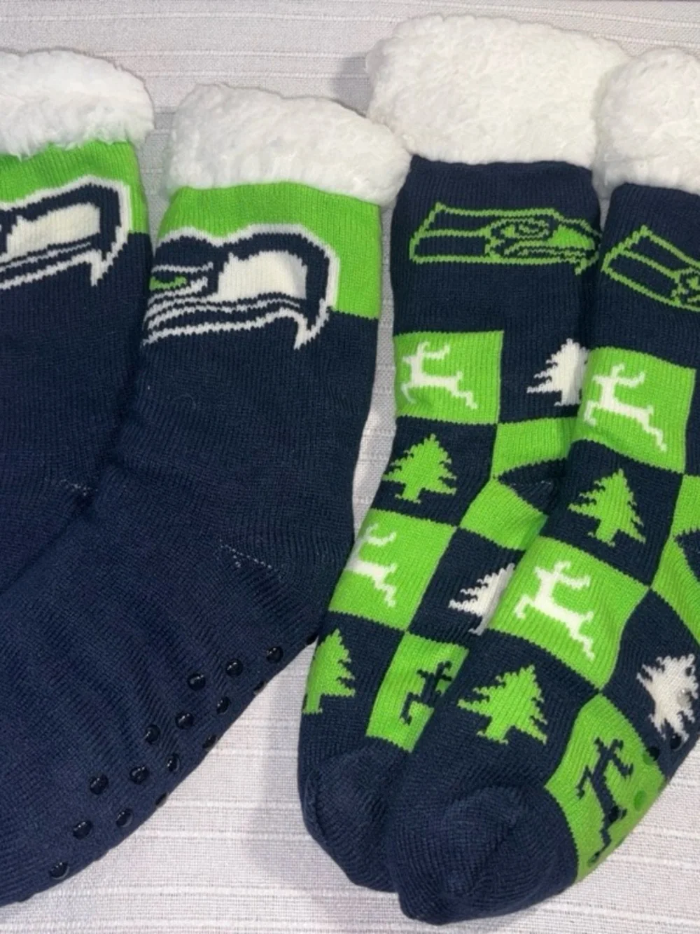 NWT  NFL Seattle Seahawks Slipper Socks 2 Pack Blue Green One Size